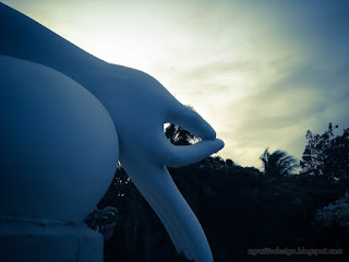 Varada Mudra Hand Position Buddha Statues At Buddhist Temple In The Evening North Bali Indonesia