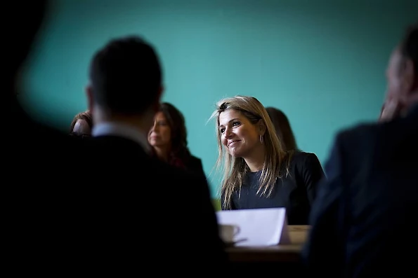 Queen Maxima of The Netherlands visits the Liduina school for a music on schools project in The Hague,