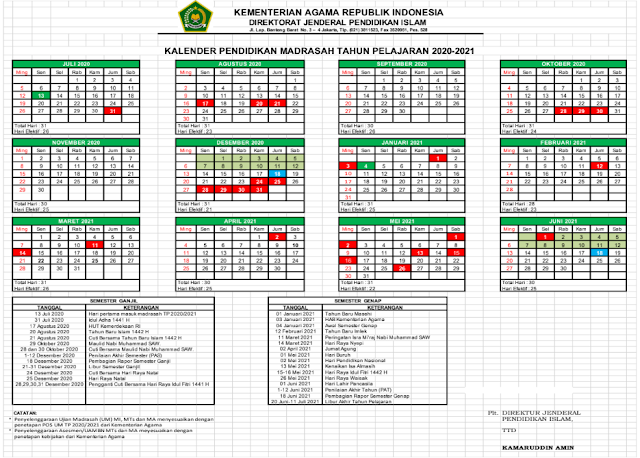 Resmi Kalender Pendidikan Tahun Ajaran 2020 / 2021
