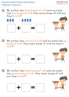 MamaLovePrint 數學工作紙 - 加數文字題 幼稚園工作紙 Addition Read and Solve Words Problems Math Kindergarten Worksheets Exercises Activities Kindergarten Worksheet Free Download