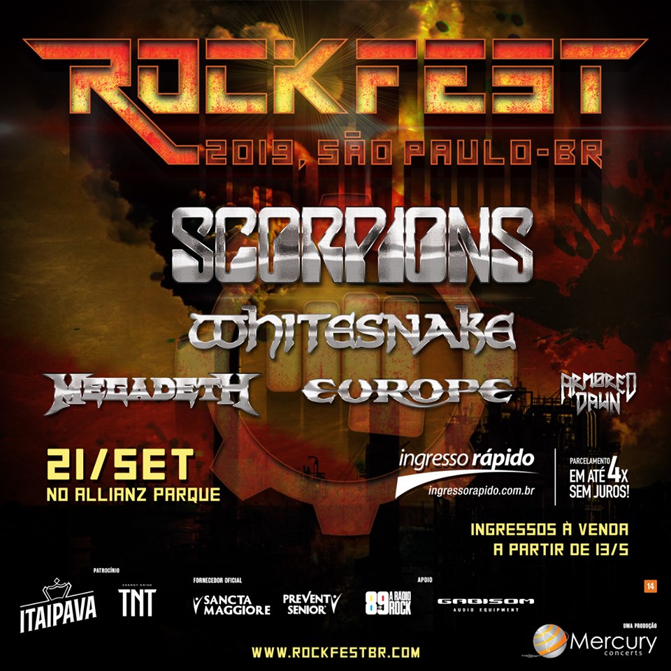 Rockfest São Paulo Scorpions, Megadeth, Whitesnake, Europe e Armored