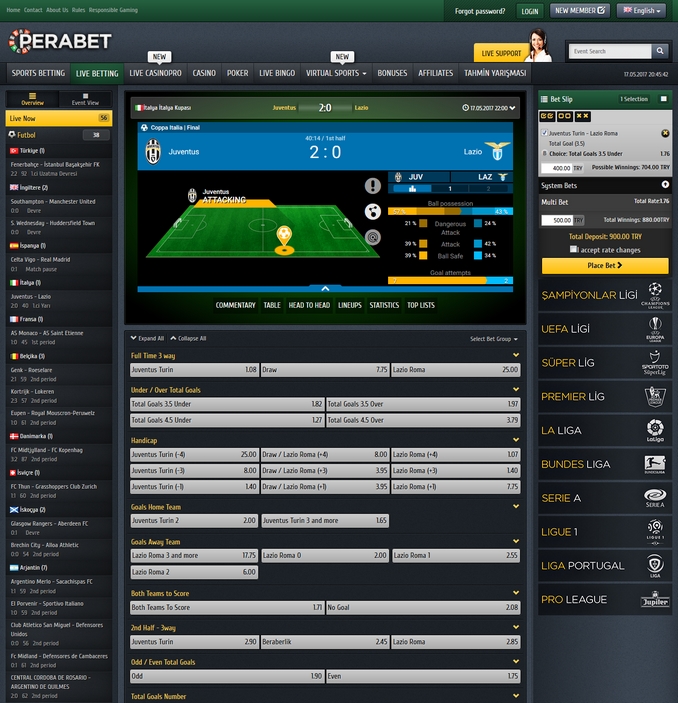 Perabet Live Betting Screen