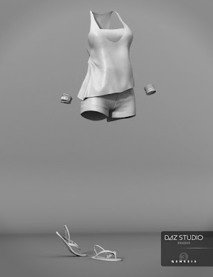 3d Models Art Zone - Casual Summer, Vigilante Outfit ja Austrani Outfit for Genesis 3 Nainen (t)