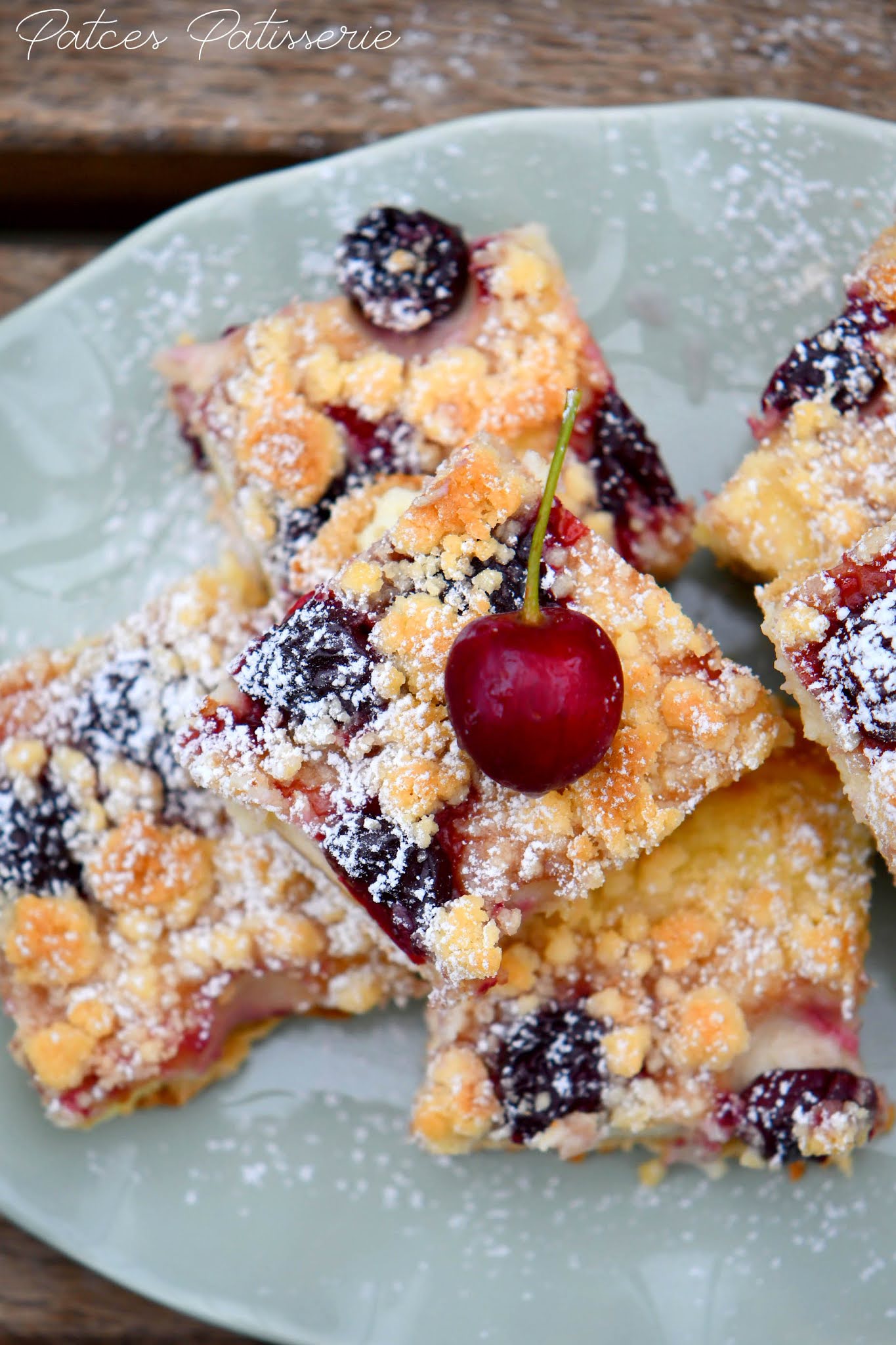 Streusel-Kirschkuchen mit Grießpudding