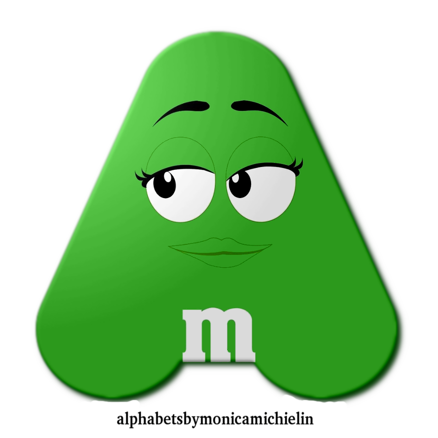 M. Michielin Alphabets 3 GREEN M&M CHOCOLATE ALPHABET PNG, m&m, 