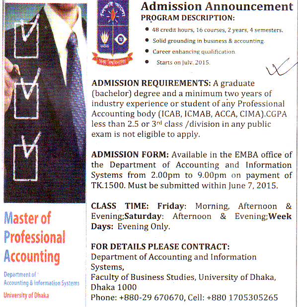 All Admission info BD Admission notice, University of Dhaka, Masters