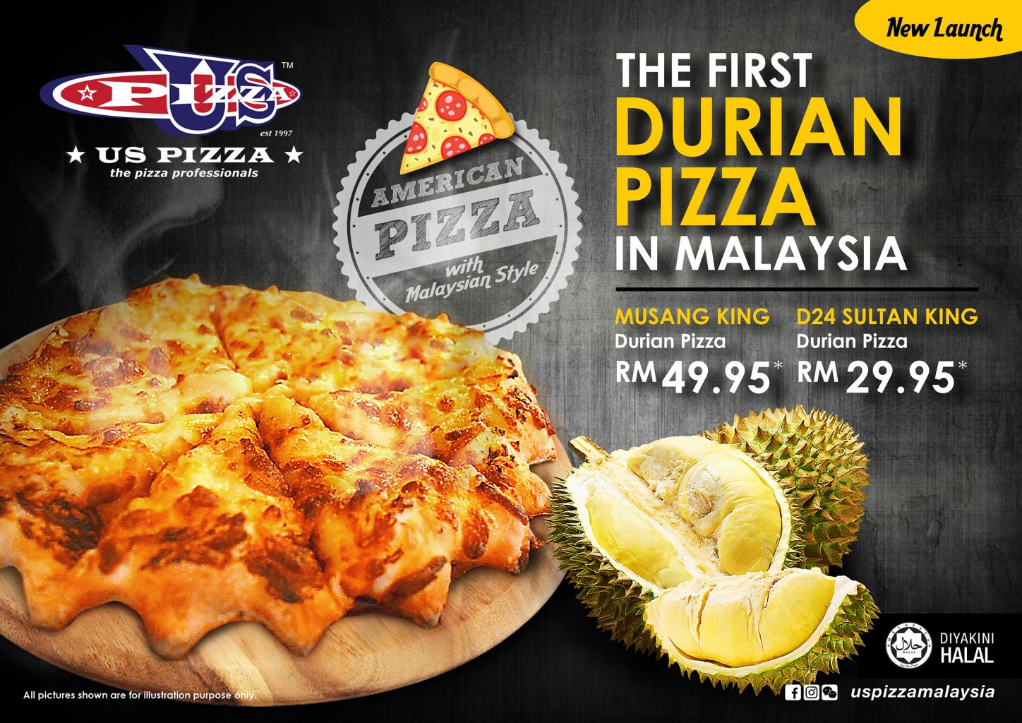 The First Durian Pizza in Malaysia only at US Pizza Crisp of Life