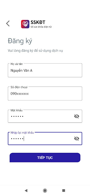 đăng ký tài khoản app Sổ sức khỏe điện tử"