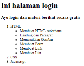 Cara Membuat List dengan Menggunakan HTML