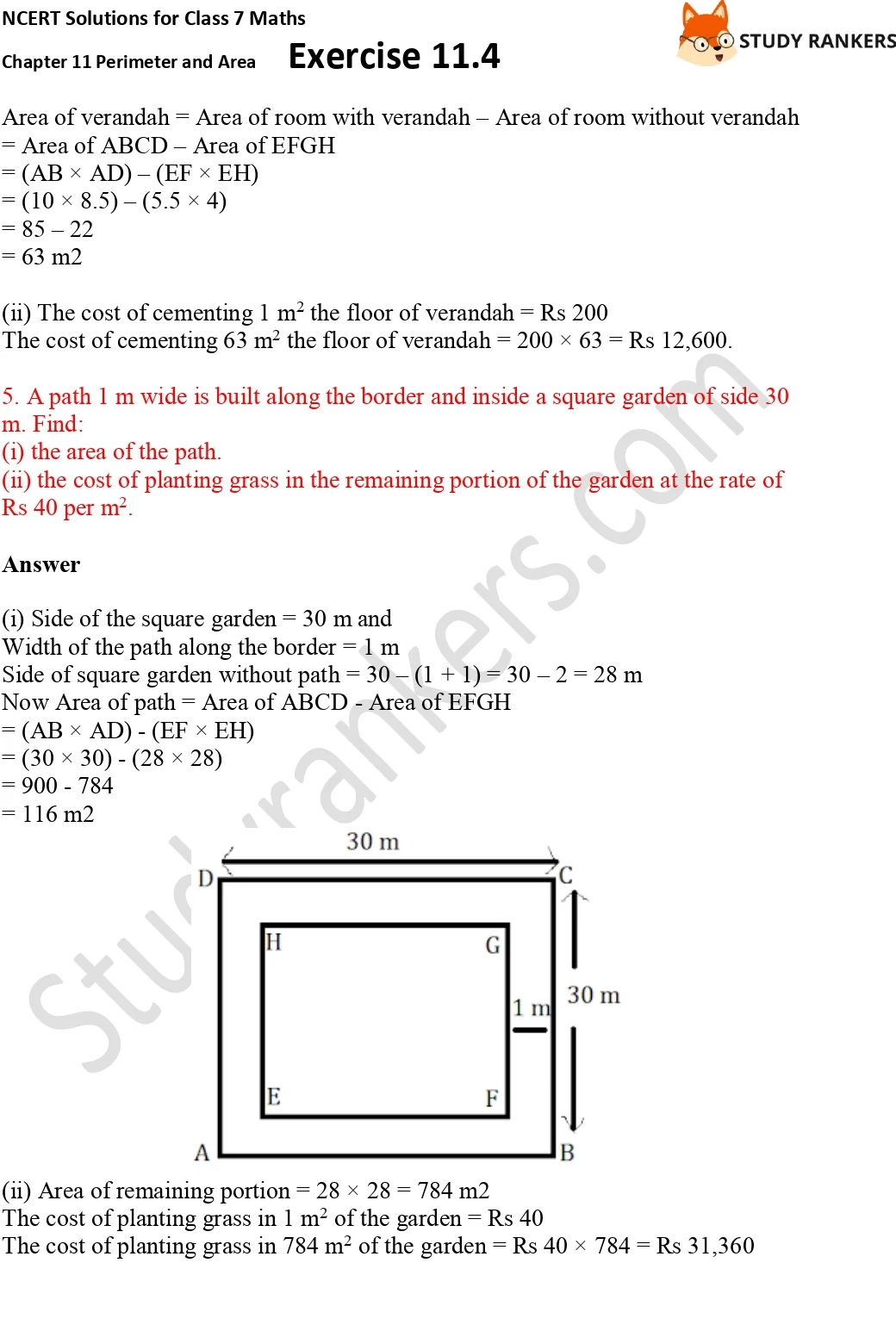 NCERT Solutions for Class 7 Maths Ch 11 Perimeter and Area Exercise 11.4 Part 3
