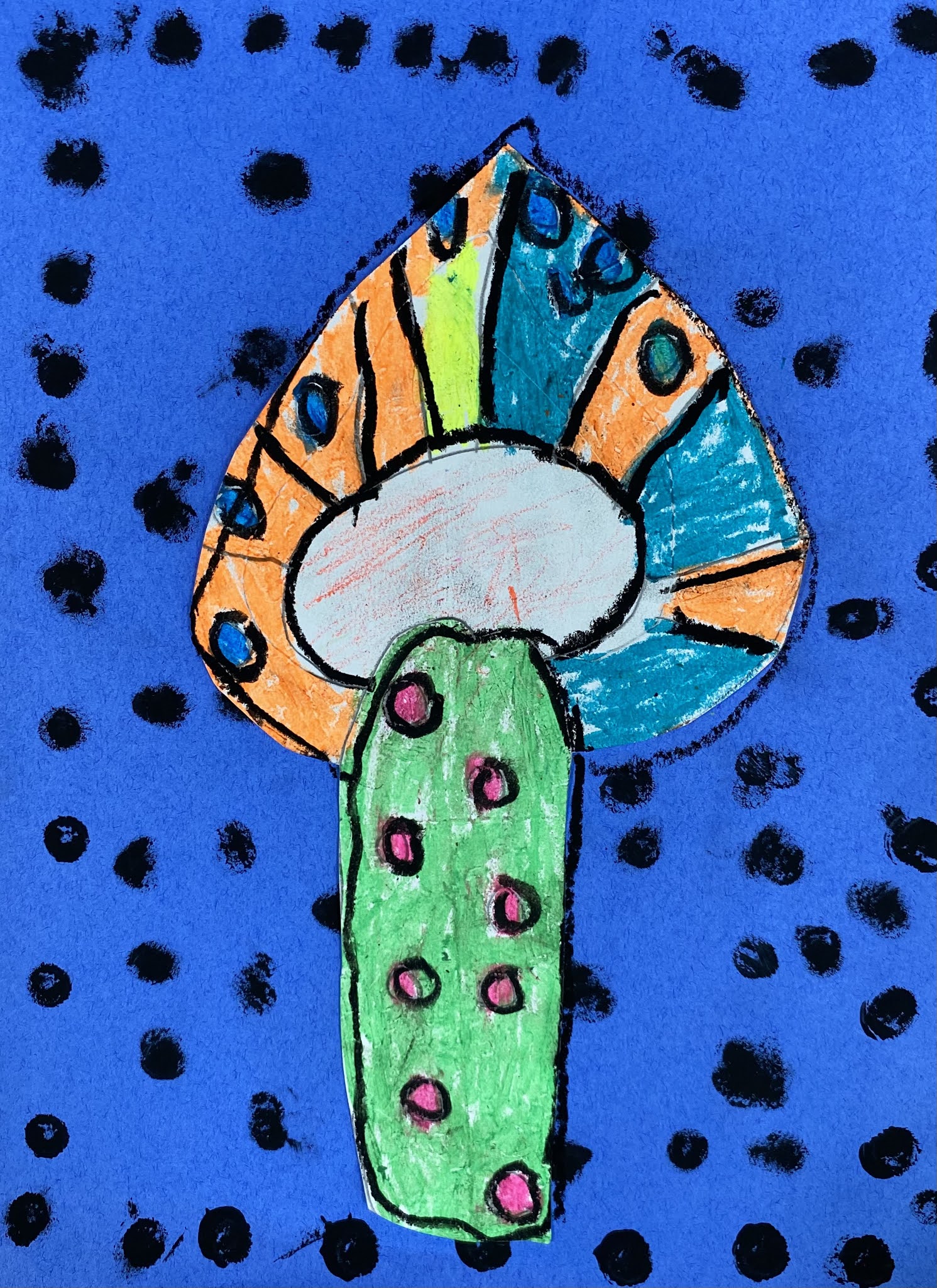 Mrs. Harris' art room Yayoi Kusama kindergarten mushrooms art lesson