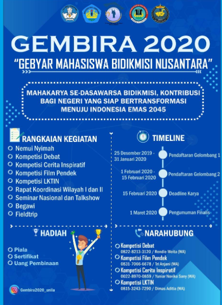 Kompetisi Debat, LKTIN, Nemui Nyimah, Film, dan Kisah Inspiratif 2020 di UNILA
Kompetisi Debat, LKTIN, Nemui Nyimah, Film, dan Kisah Inspiratif 2020 di UNILA
