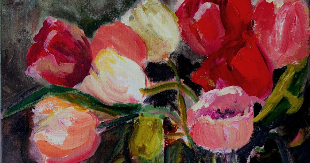 Daily Painters Abstract Gallery Petals and Stems Original Still Life