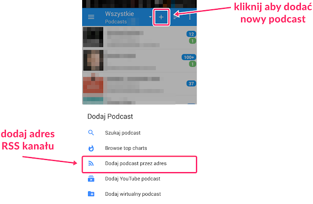 Subskrybowanie YouTube (tylko audio) w aplikacji do podcastów