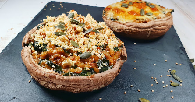 CHAMPIGNON PORTOBELLO FARCI à l'épeautre et aux épinards