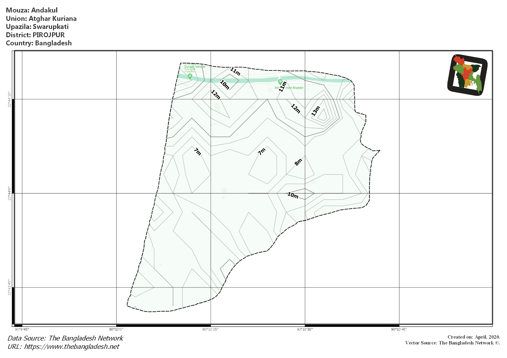 Map of Andakul Mouza of Swarupkati Upazila, PIROJPUR Map of Andakul Mouza of Swarupkati Upazila, PIROJPUR, Bangladesh.