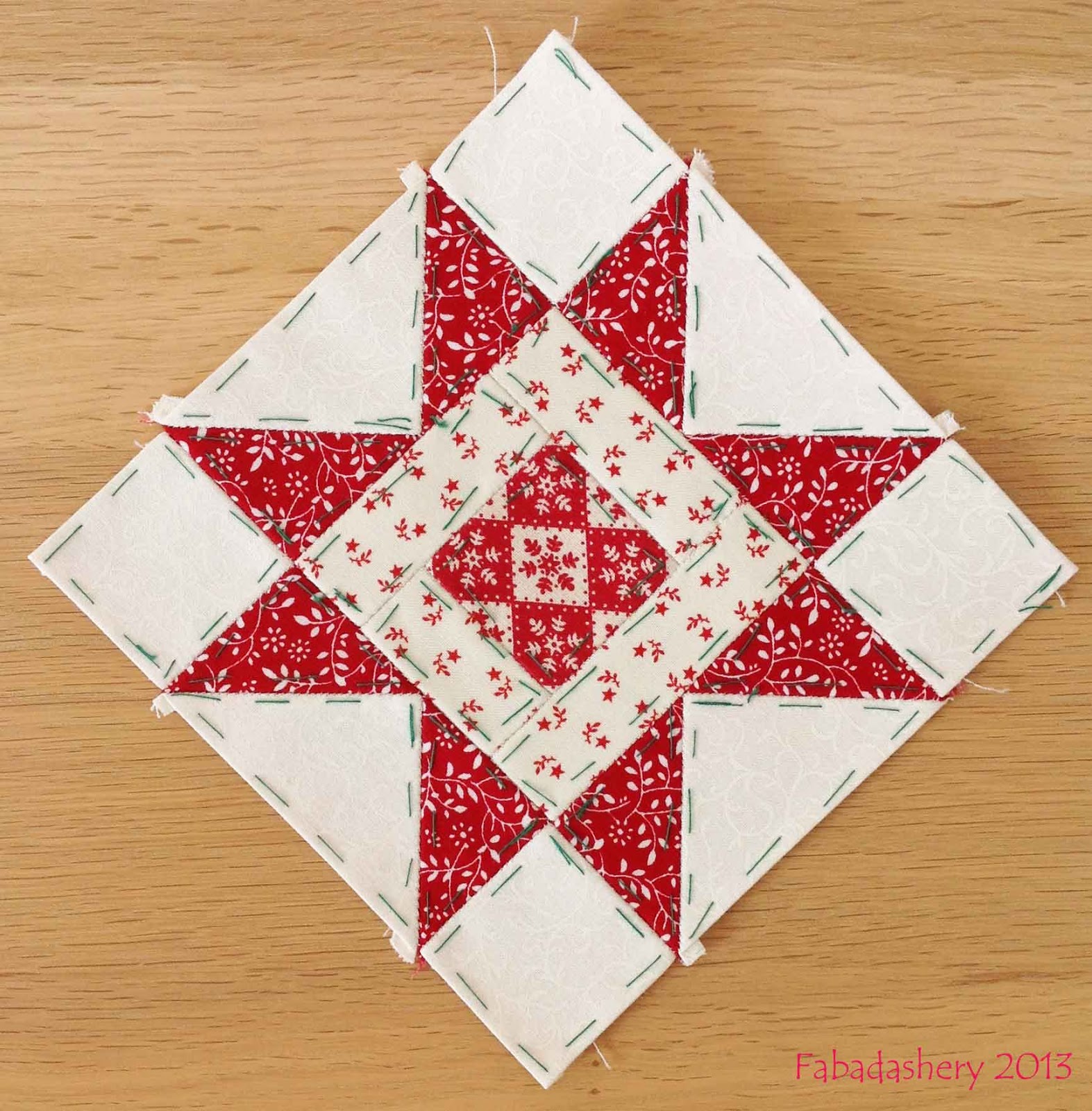 Fabadashery Nearly Insane Quilt Block 6, Ohio Star Variation