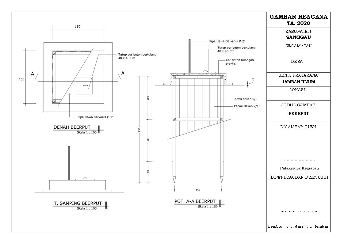 Desain dan RAB Pembangunan WC (Jamban) Umum RUANGSIPIL