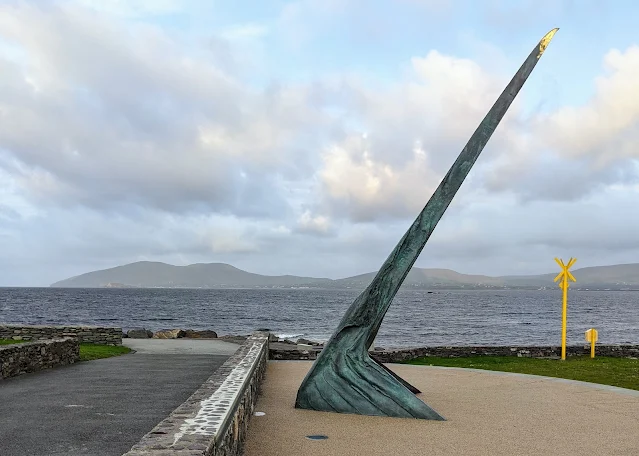 Sculpture on the waterfront in Waterville, Ireland