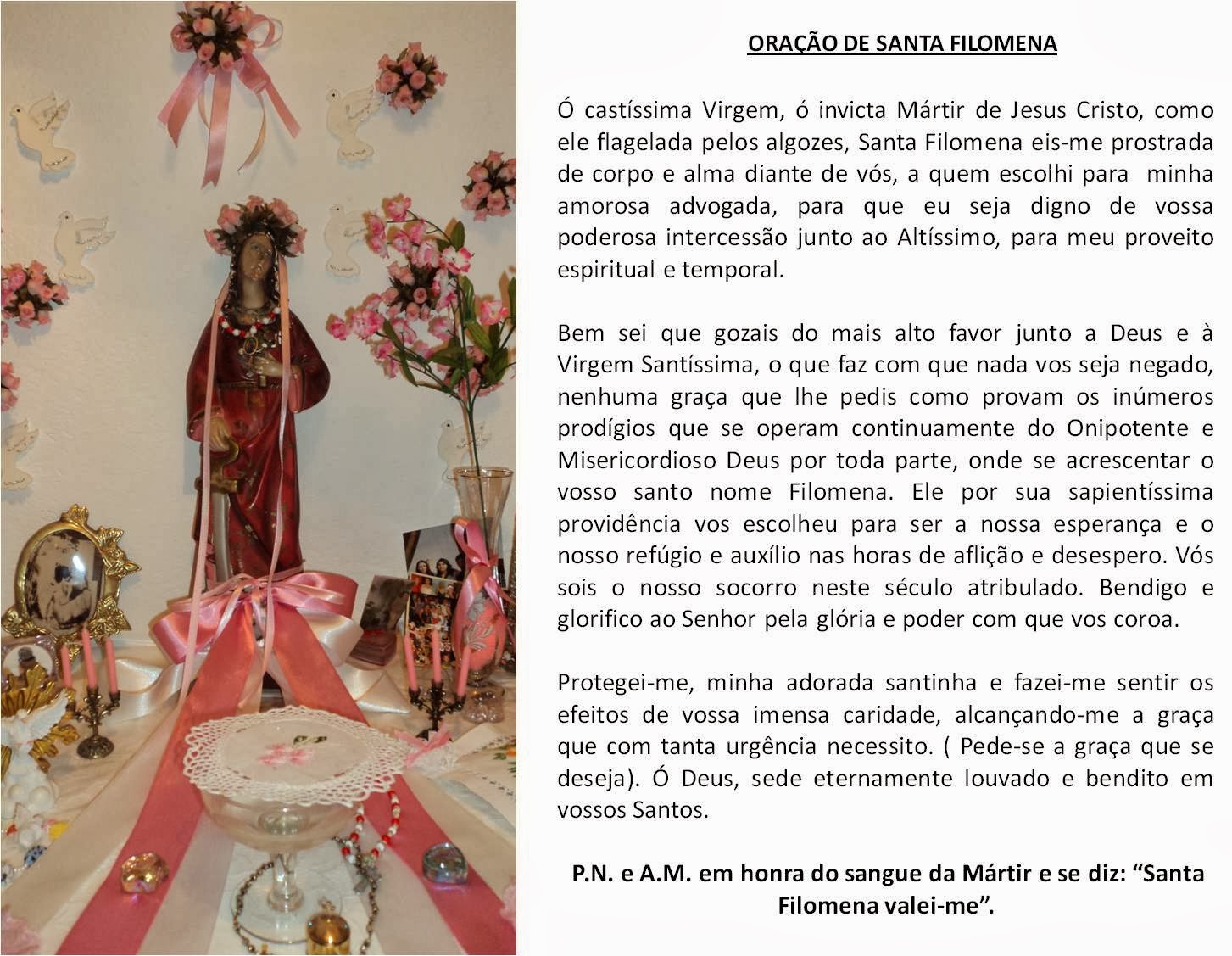 Che Giorno è Santa Filomena Sacramentais: Santa Filomena