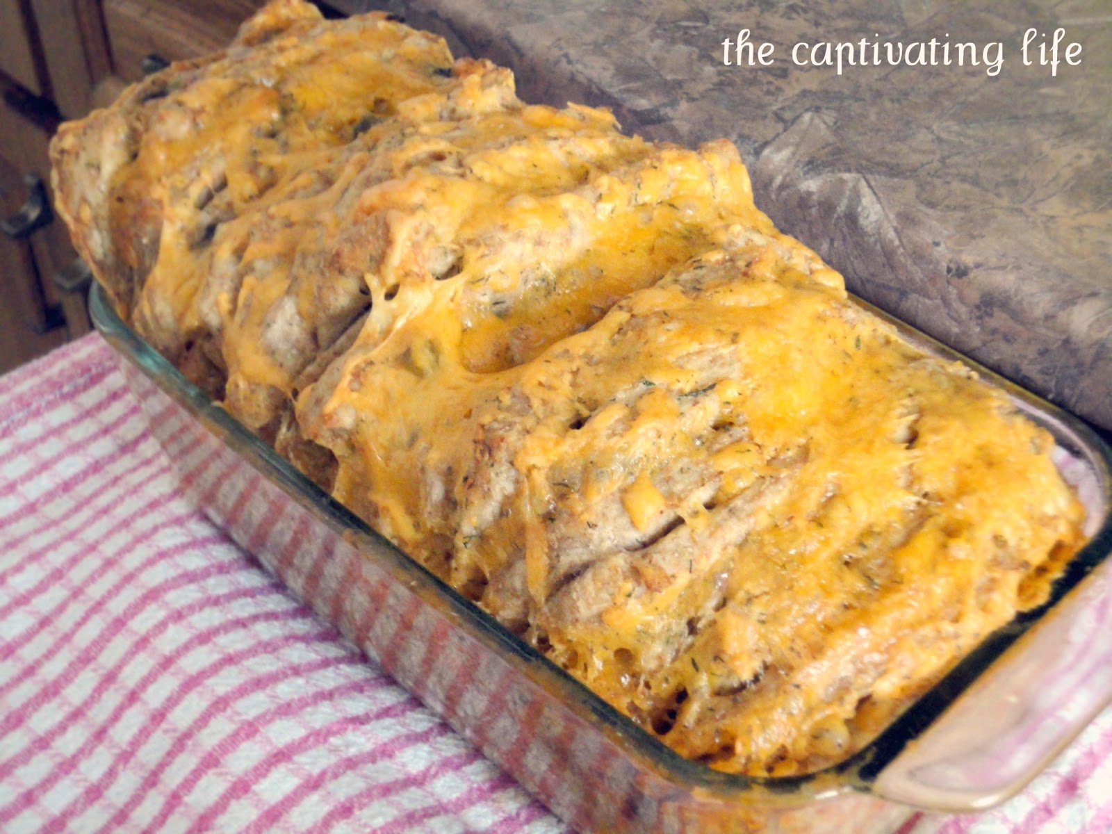 The Captivating Life Cheddar, Jalapeno and Dill PullApart Bread