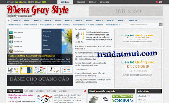 BNews Gray Style - Giao diện tin tức với tông xám cho Blogspot