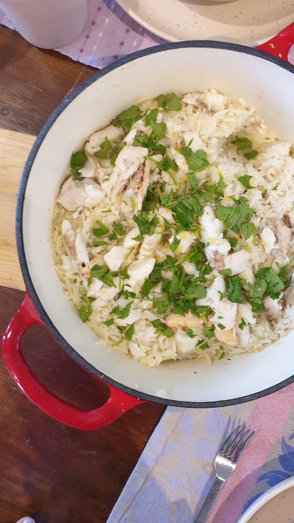 Arroz Aromático de Pescada, Limão e Coentros