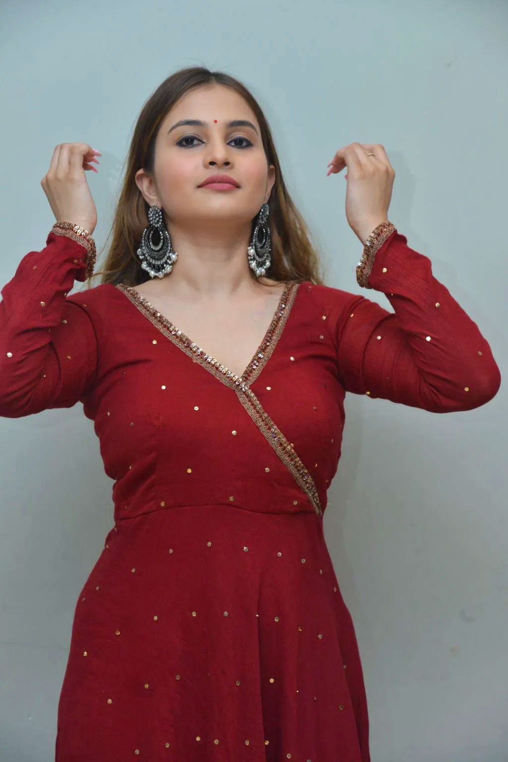 Ramya Pasupuleti Hot Pics in red Maxi Dress