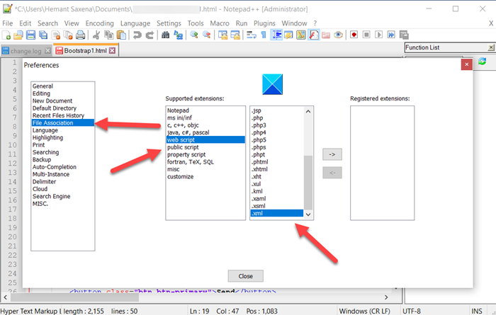 메모장 ++를 .xml 파일의 기본 편집기로 설정 Windows 11/10