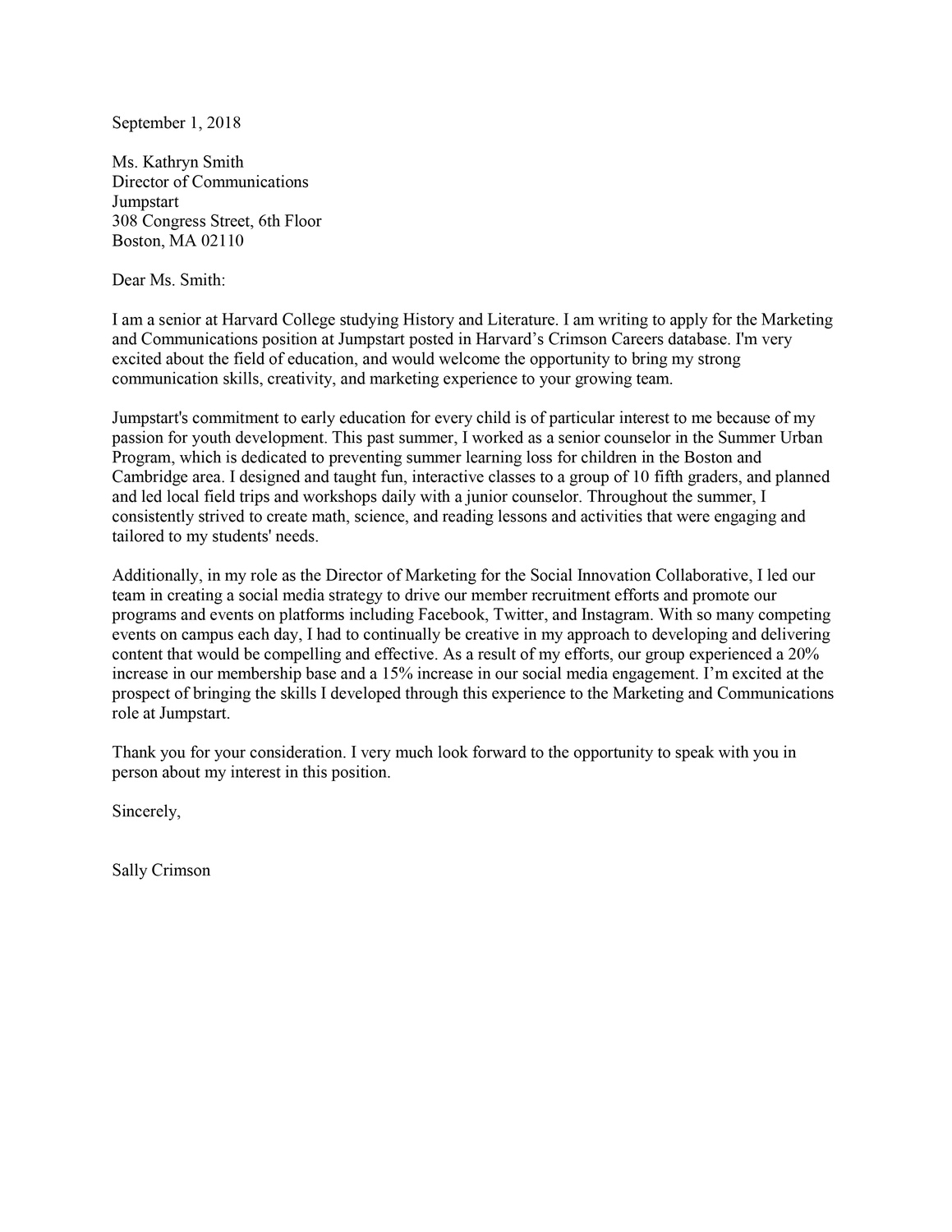 cover letter harvard business school