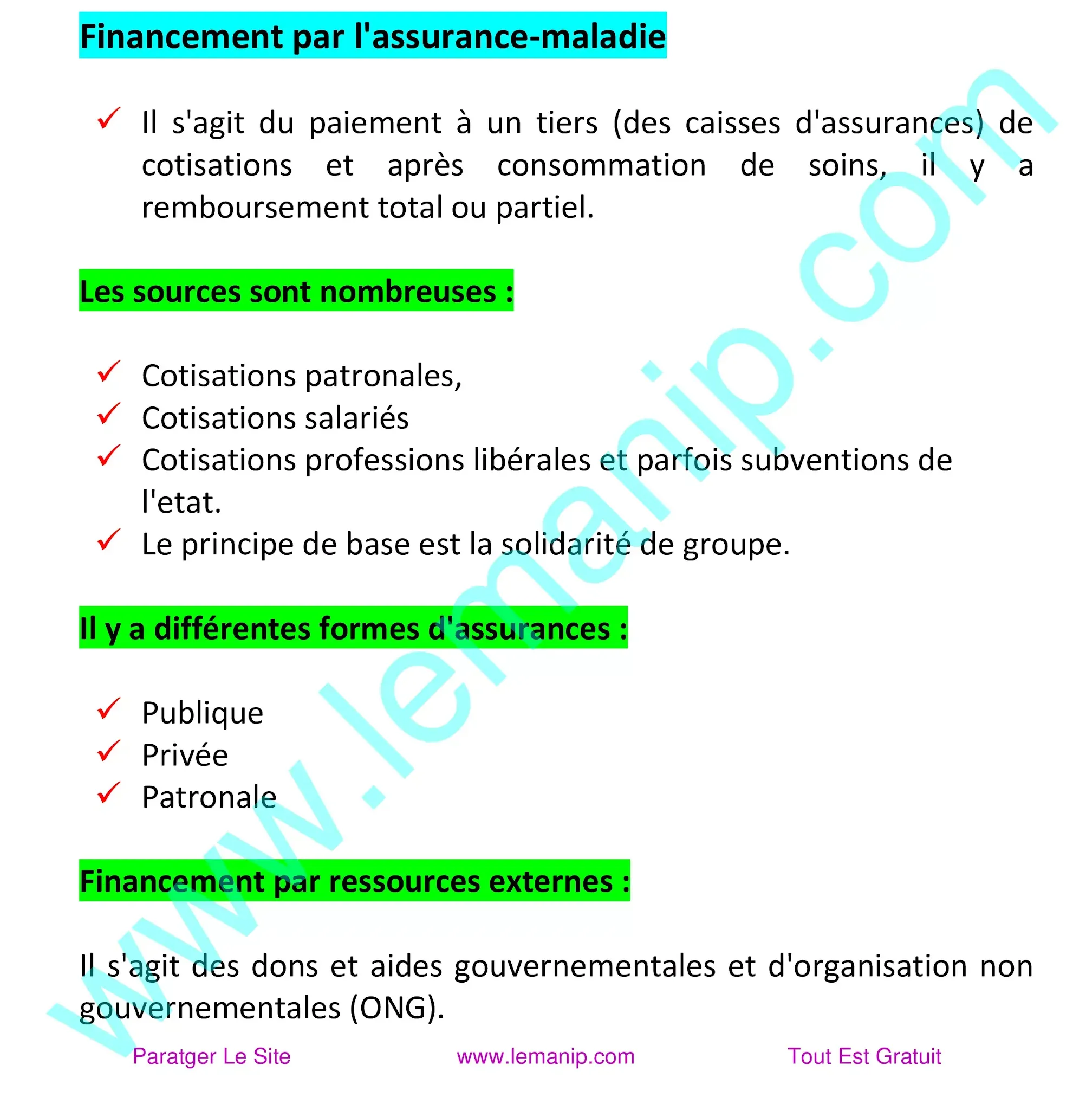 Financement par l'assurance-maladie