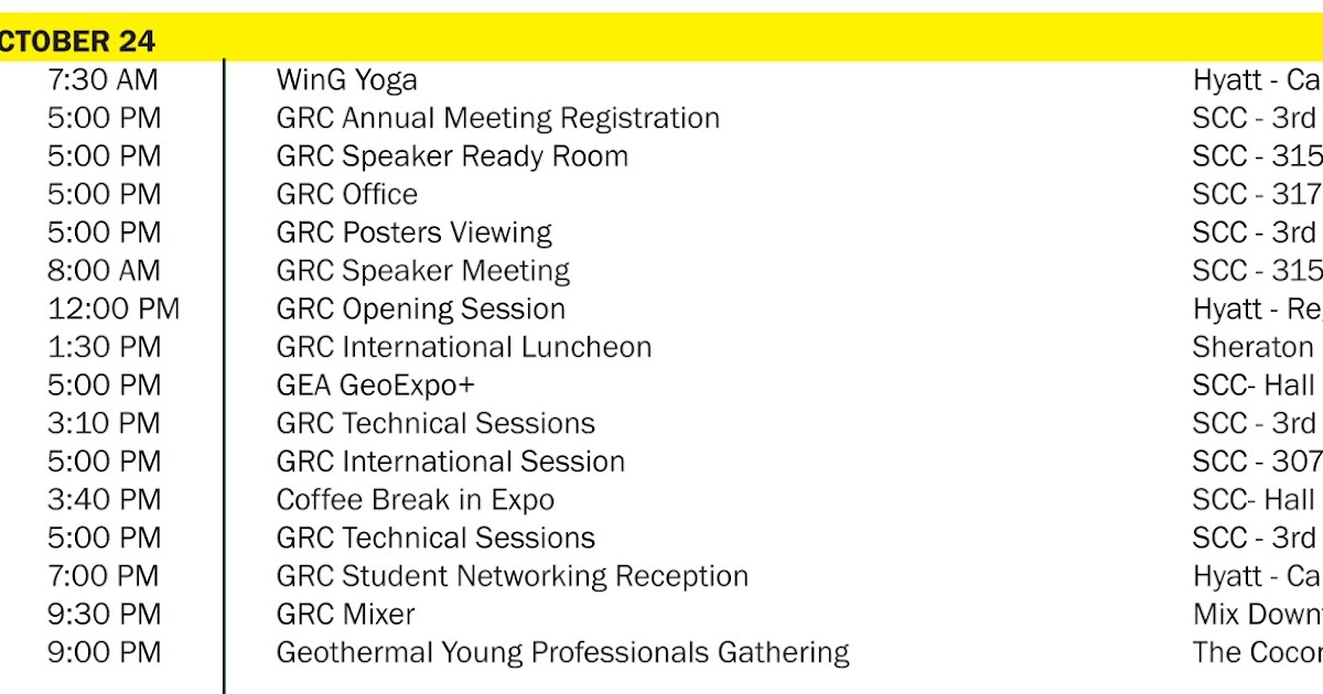 Daily Schedule for GRC Annual Meeting & GEA GeoExpo+ Daily Schedule for GRC Annual Meeting & GEA GeoExpo+