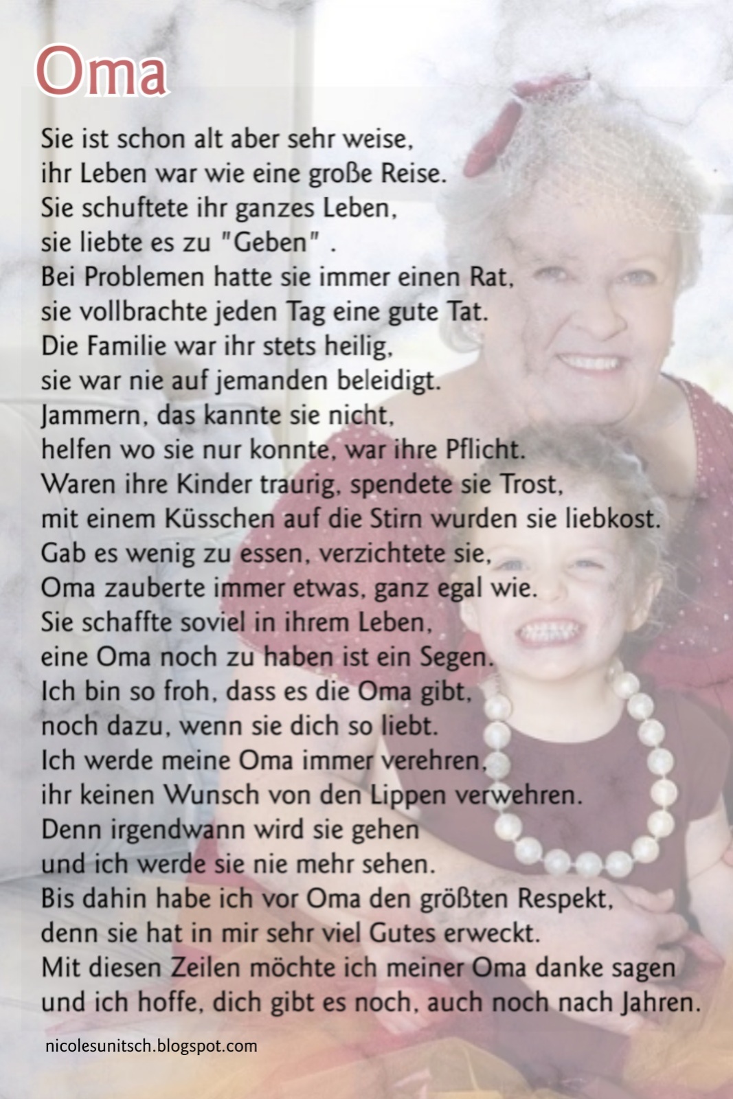 Gedicht Für Oma Von Enkel Gedichte von Nicole Sunitsch - Autorin : Oma - Gedicht von Nicole Sunitsch