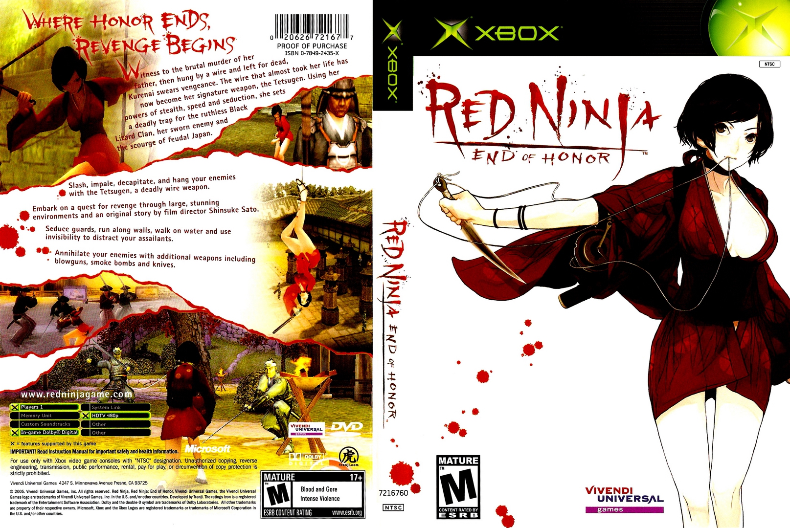 XBOX REALM XBOX 1 CLASSIC Red Ninja End Of Honor XBOX REALM XBOX 1 CLASSIC Red Ninja End Of Honor