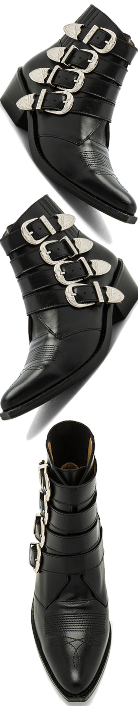 TOGA PULLA  BUCKLED LEATHER BOOTIE  