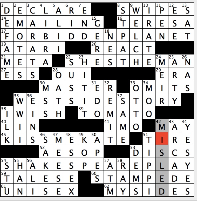 rex parker does the nyt crossword puzzle legendary snake exterminator for short wed 4 24 19 bynes channing tatum 1953 musical with songs by cole porter