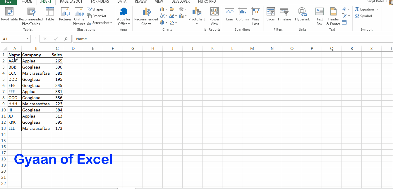 Learn Excel Online with Sanjit Patel Excel Tricks and Shortcuts