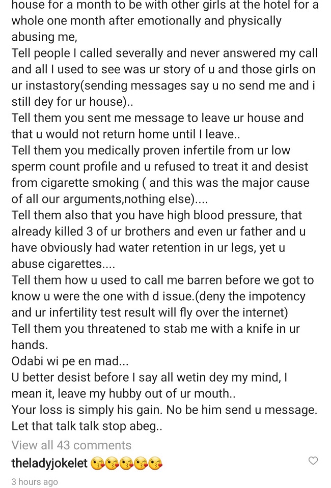 Keep my new husband's name out of your mouth...you are a chronic smoker with have low sperm count - Actor, Baba Tee's ex-wife, Dupe Odulate calls him out and makes several allegations 13