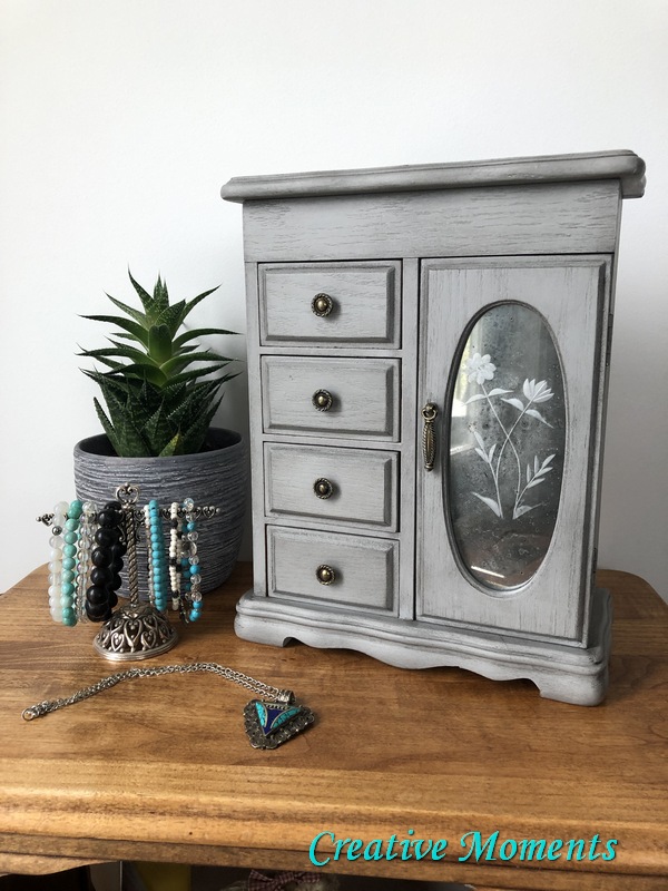 Grey & Faux Mercury Glass Jewelry Box