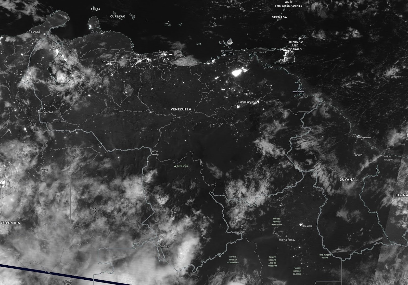 El apagón en Venezuela desde el espacio