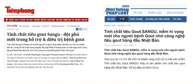 Tinh chất trị Gout Sangu review từ báo chí