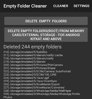 Deleted empty folders log