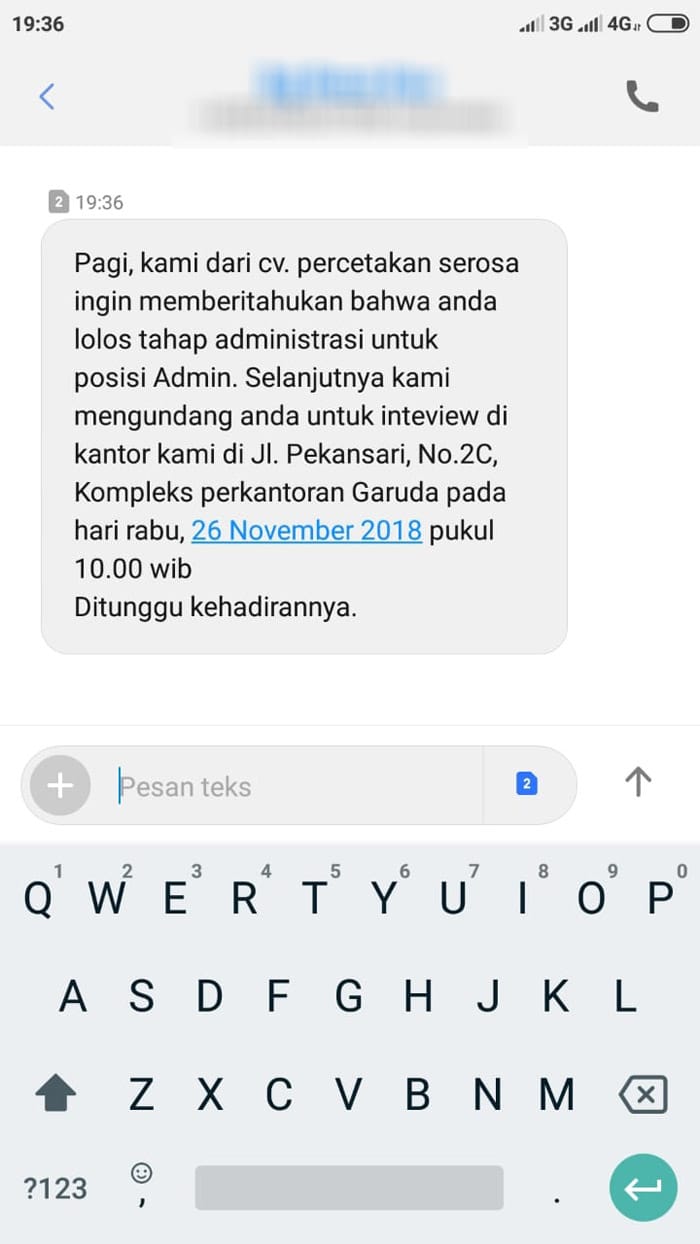 Contoh Panggilan Kerja Dan Interview Yang Asli Dan Palsu Via Sms