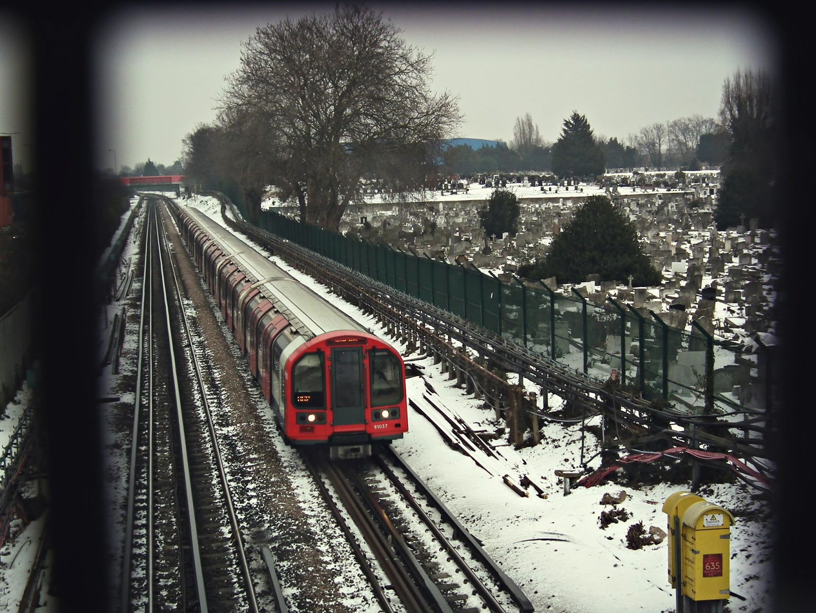 The London Dead Cemetery in the snow St Patrick's Catholic Cemetery