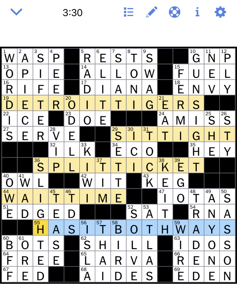 The New York Times Crossword Puzzle Solved Monday's New York Times