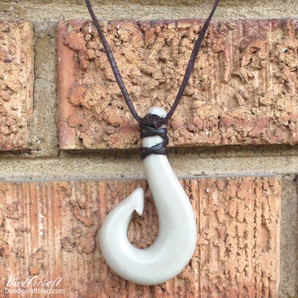 Moana inspired Maui's fishing hook necklace made with EasySculpt resin clay.