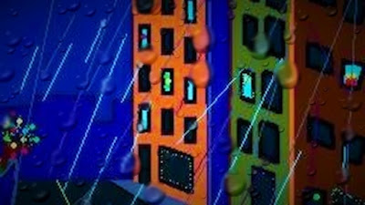 rainy day in city in october