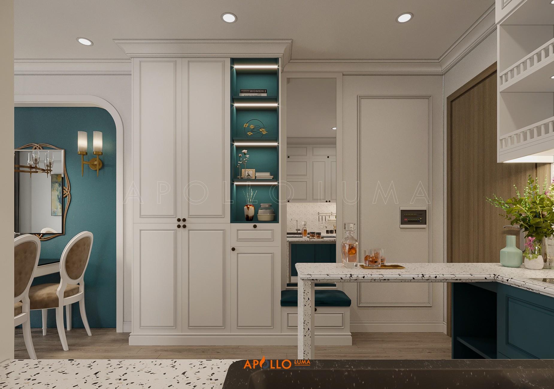 Thiết kế nội thất căn hộ 3 phòng ngủ Vinhomes Ocean Park phong cách tân cổ điển