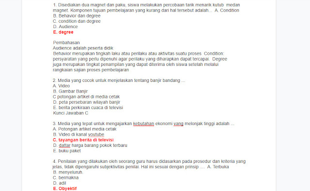 Contoh Latihan Soal Kompetensi Teknis Paket 2 P3K 2021