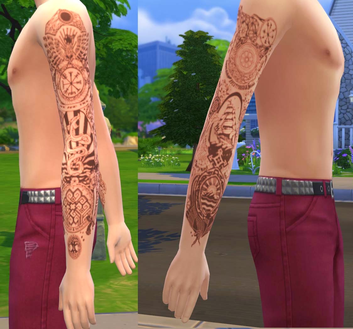 My Sims 4 Blog Arm Tattoo For Him And For Her Black And Color By Argos93